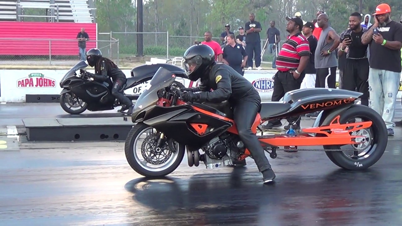 VENOM wins! MSP built nitrous Suzuki motorcycle racing Nhdro 2018 - YouTube