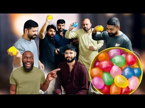 100 Water Balloon Over Head #funny #team5 #challenge #viral #comedy #youtube #fun #gamers #crew