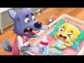 Big Bad Wolf Takes Care of Baby | Baby Care | Diaper Change | Kids Songs | Mimi and Daddy