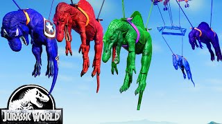 Monster T-Rex vs Captain Ultimasaurus vs Giganotosaurus -Jurassic World Evolution Dinosaurs Fighting