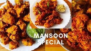 1 Dal 3 bajji or pakora recipes | 3 पकौड़ा रेसिपी | bajji or pakoda recipes collection| Mansoon.....