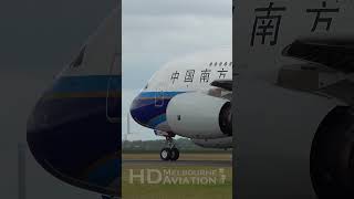 CLOSE UP China Southern Airlines Airbus A380 Takeoff at Amsterdam Airport