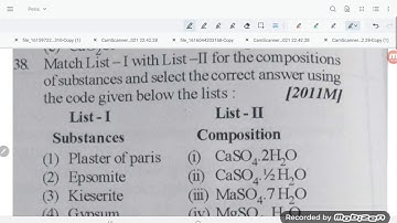 match list 1 with list 2 for the composition of substance and select the correct answer using the