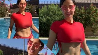 Lana Rose Swimming In Red Hot Bikini