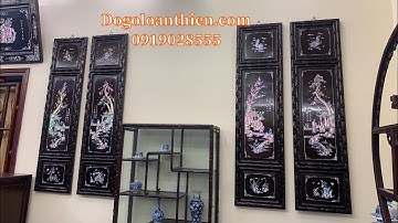 Tranh tứ quý khảm ốc tích cầm kỳ thi hoạ