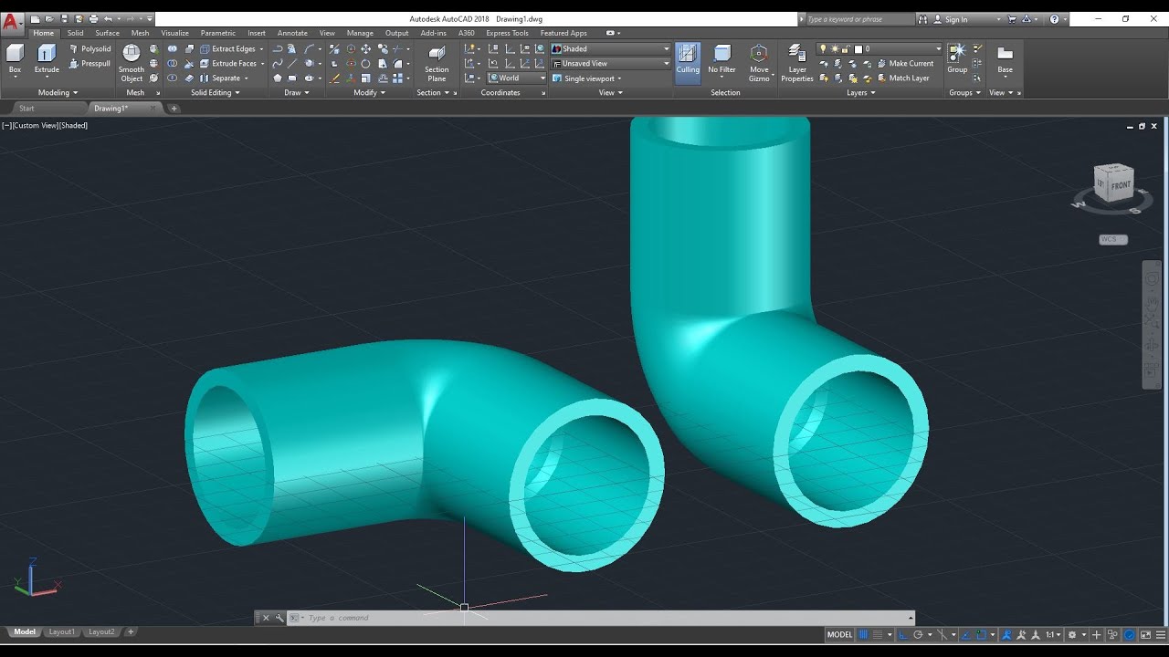 AutoCAD 3D, how to drawing 90 pipe fitting YouTube
