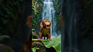 Monkey Water Slide Adventure 🐒🌊 #shorts #ytshorts #monkey #cartoon #cuteanimals