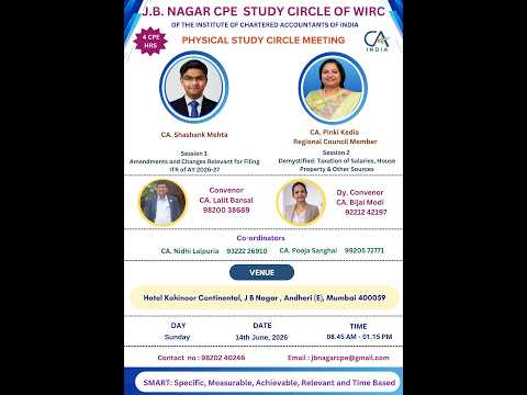 14 June 2026 Amendments and Changes Relevant for Filing ITR of AY 2026 27   CA Shashank Mehta