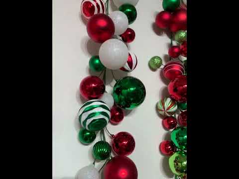 Raz 4' Green, Red, and White Mixed Ball Christmas Garland G4032704