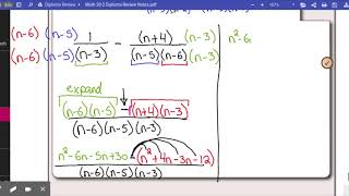 Math 30-2 Unit 3 Diploma Review, Subtracting and Solving Rational Expressions