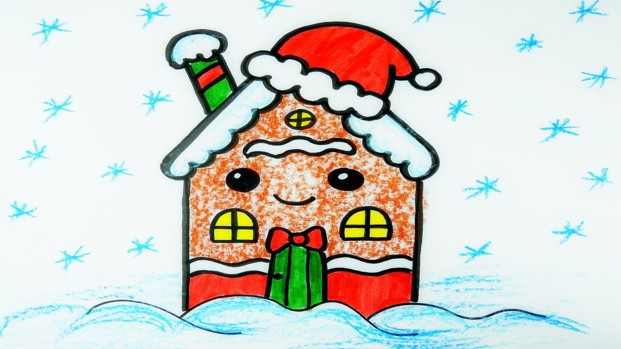 How to Draw a Gingerbread house. Easy. Drawing for kids. Як намалювати Пряниковий будиночок.