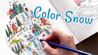Coloring snow ❄️⛄️ in Magical Worlds by Johanna Basford | ft. Woomer Pencils CHEAP but SO NICE!