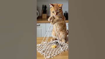 Wait…Which string should I pull!? 😺 #tabbycat #trap #cat #shorts