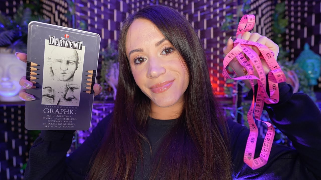 ASMR / Full Body Measuring + Sketching Your Face (up close personal attention)