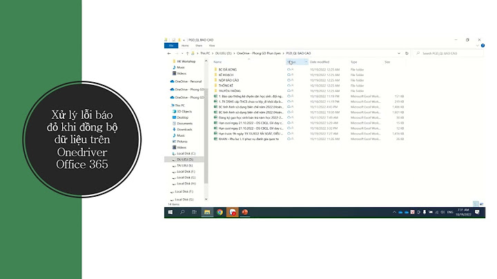 Ổ onedrive bị lỗi khi kết nối các file excel