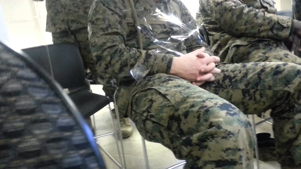 Marine getting tied down in class 