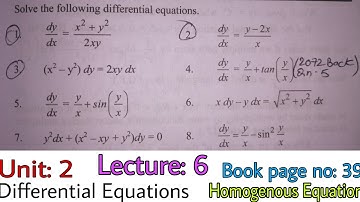 Differential Equation | Unit: 2| Homogenous Differential Equation |Engineering Math III|Prashant YT|