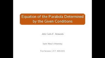 [PRECAL] Equation of the Parabola Determined by the Given Conditions