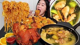 Filipino Comfort Food: TINOLA! Fried Chicken & Pancit Canton Noodles - Pinoy Food Mukbang ASMR