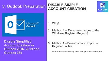 Zimbra Mail Setup  - Outlook Preparation | Disabling  simple account creation