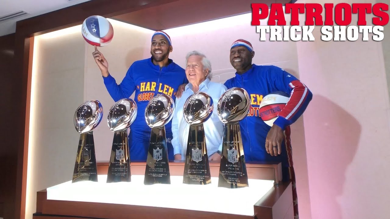 Trick Shots with the New England Patriots Harlem Globetrotters YouTube