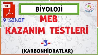 9. sınıf MEB Biyoloji kazanım kavrama testleri-3- (Karbonhidratlar)