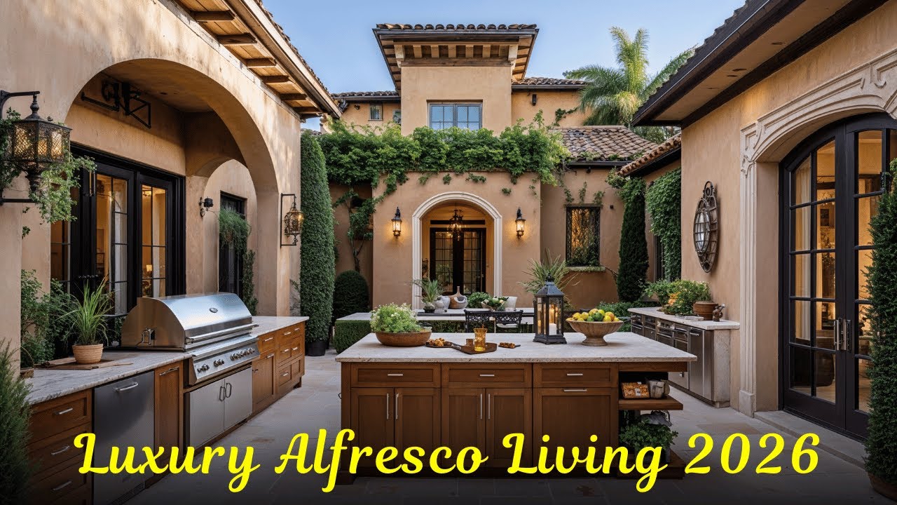 Elegant Outdoor Kitchens & Mediterranean Courtyard | Luxury Alfresco Living 2026