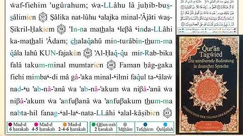 ختمة من مصحف التجويد باللغة الألمانية الصفحة رقم 57