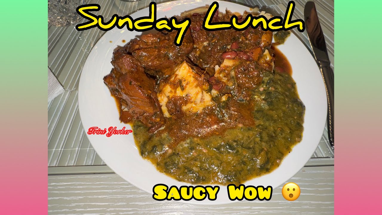 MACARONI PIE, STEWED CHICKEN, RED BEANS & CALLALOO 