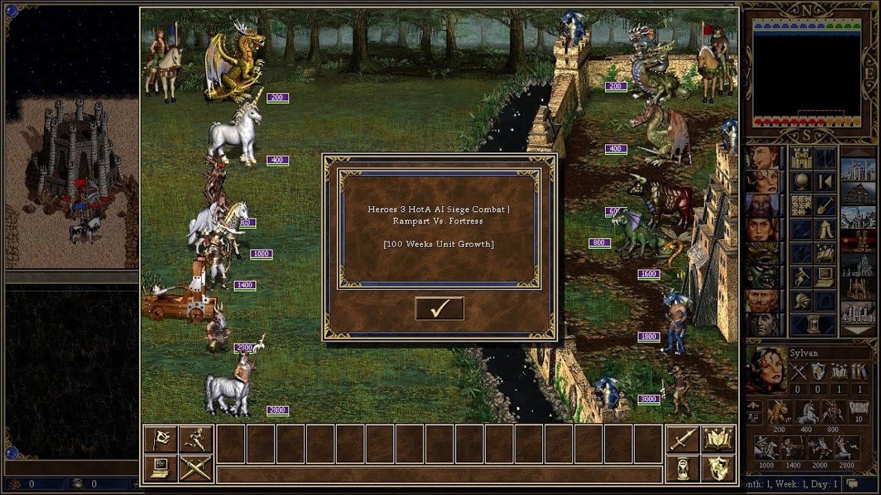 Heroes 3 HotA AI Siege Combat | Rampart Vs. Fortress [100 Weeks Unit ...