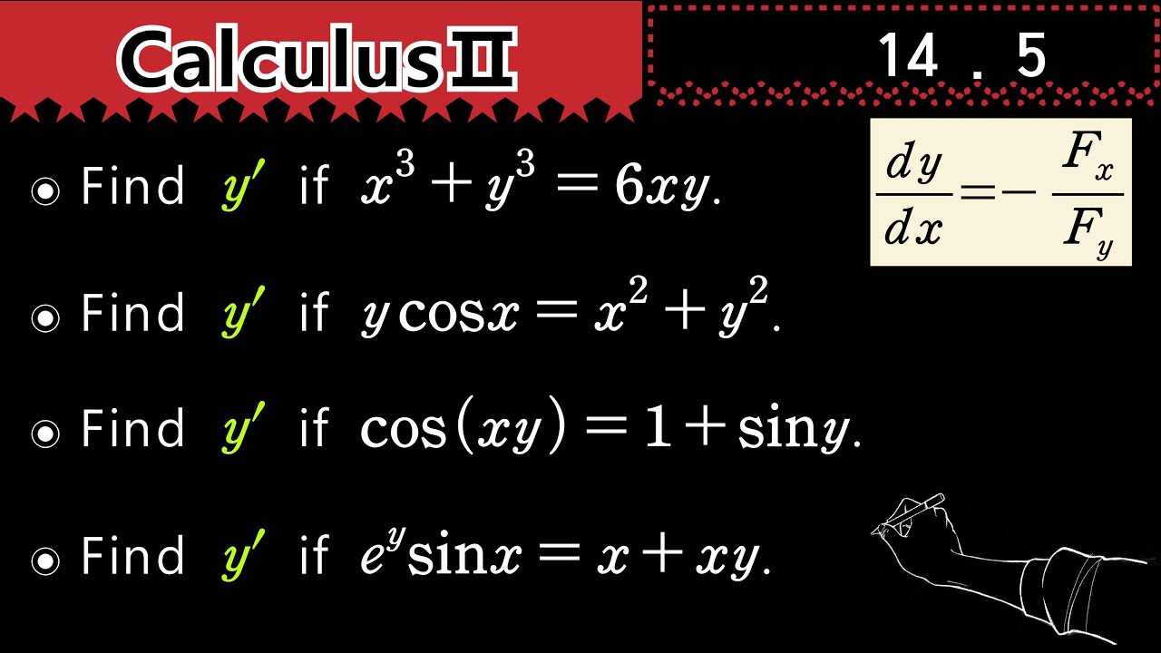 C14 5 find dy dx if f x y 0 chain rule implicit