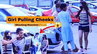 Pulling Strangers Cheeks By Girl Prank On Boys Shocking Reaction Miyaau In India