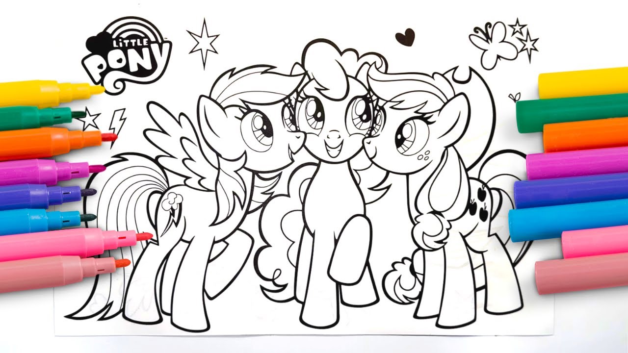 My Little Pony Coloring Pages Pinkie Pie Rainbow Dash Applejack YouTube