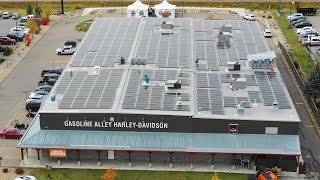 Gasoline alley harley-davidson in red deer, alberta is the first
harley dealership canada to go solar. 772 solar modules on roof
provide 308kw of ...