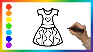 Ich zeichne ein Kleid 👗 Drawing a Girls Dress | Painting & Coloring for Kids