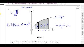 WMA12/01 IAL (Edexcel) P2 October 2021 Q3 The Trapezium Rule, Logarithms