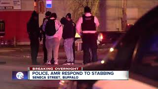 Crews respond to reports of a stabbing at Seneca Street in South Buffalo