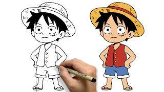 How To Draw Monkey D Luffy Chibi Easy Step By Step | One Piece Anime Drawing