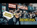 Incredible performance by street artist  imagine dragons  demons