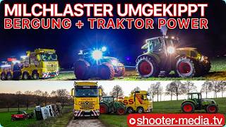 Milchlaster Umgekippt Ins Feld Bergung Mit Bergungsfirma Traktoren