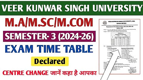 VKSU M.A/M.Sc/M.Com Semester 3 Exam Time Table 2024–26 Declared | Centre Change List जारी | VKSU PG