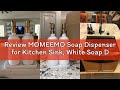 Review MOMEEMO Soap Dispenser for Kitchen Sink, White Soap Dispenser with Silver Metal Pump, Suitabl