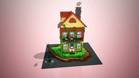 3d cartoon voxel house magicavoxel
