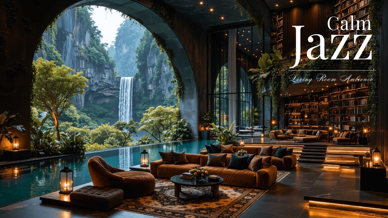 Calm Jazz Music | Cozy Forest Living Room Ambience & Soft Jazz Instrumental Music for Work