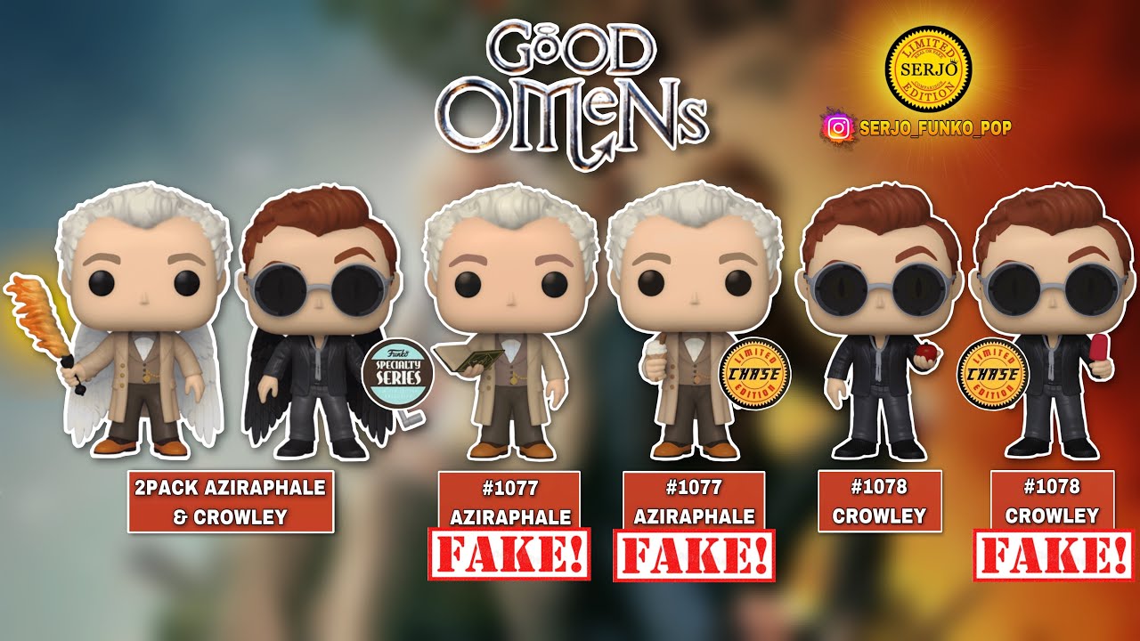 Comparisons of all fakes by Funko POP! Good Omens!
