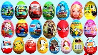 25 Surprise Eggs Kinder Surprise Cars 2 Mickey Mouse Spongebob