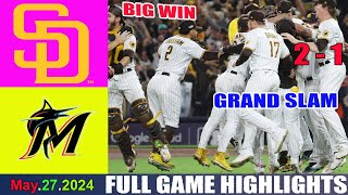 SD Padres Vs. Mmi Marlins MAY,27,24 FULL Game Hightlights | MLB Hightlights 2024