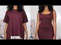 Oversized T-Shirt to Fitted Tank Dress | DIY Clothing Transformations