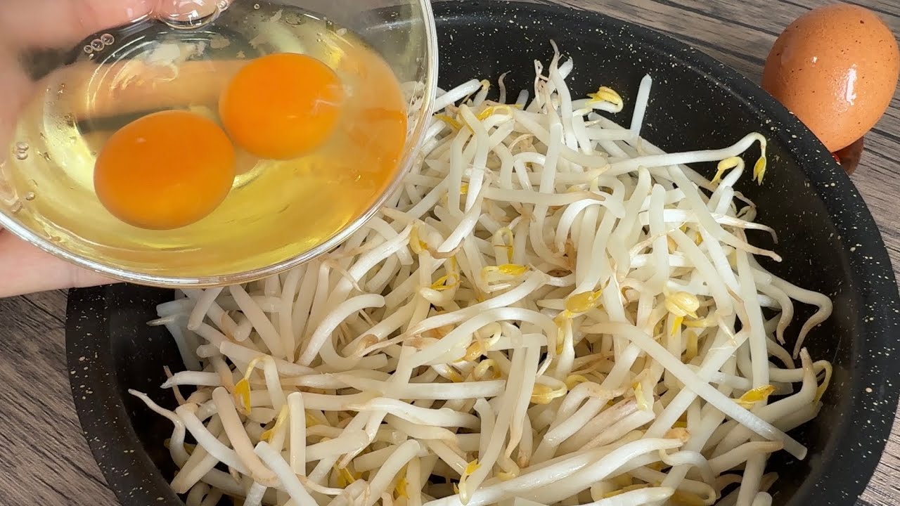 Ростки фасоли с яйцами вкуснее мяса! Ужин: быстро, просто и очень вкусно!