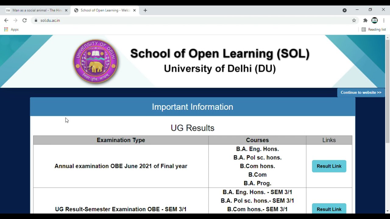 d.u sol ug admission latest update  2021| B.a pprogram result 3rd semester | DU SOL ADMISSION 2021